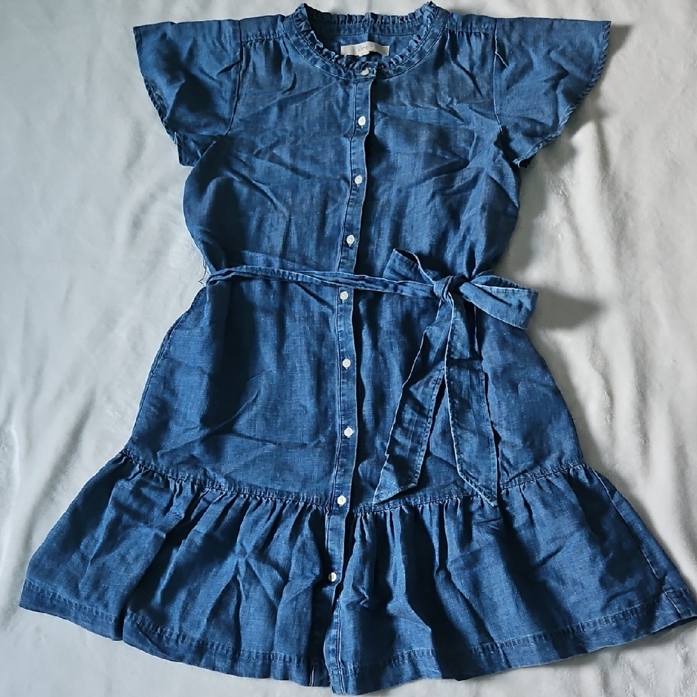 LOFT Blue Ruffled Tiered Sundress